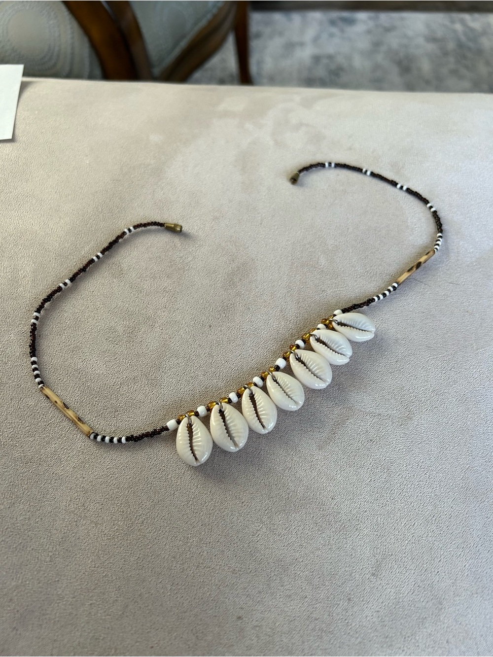Vintage Boho Cowrie Shell Bead Choker/Necklace